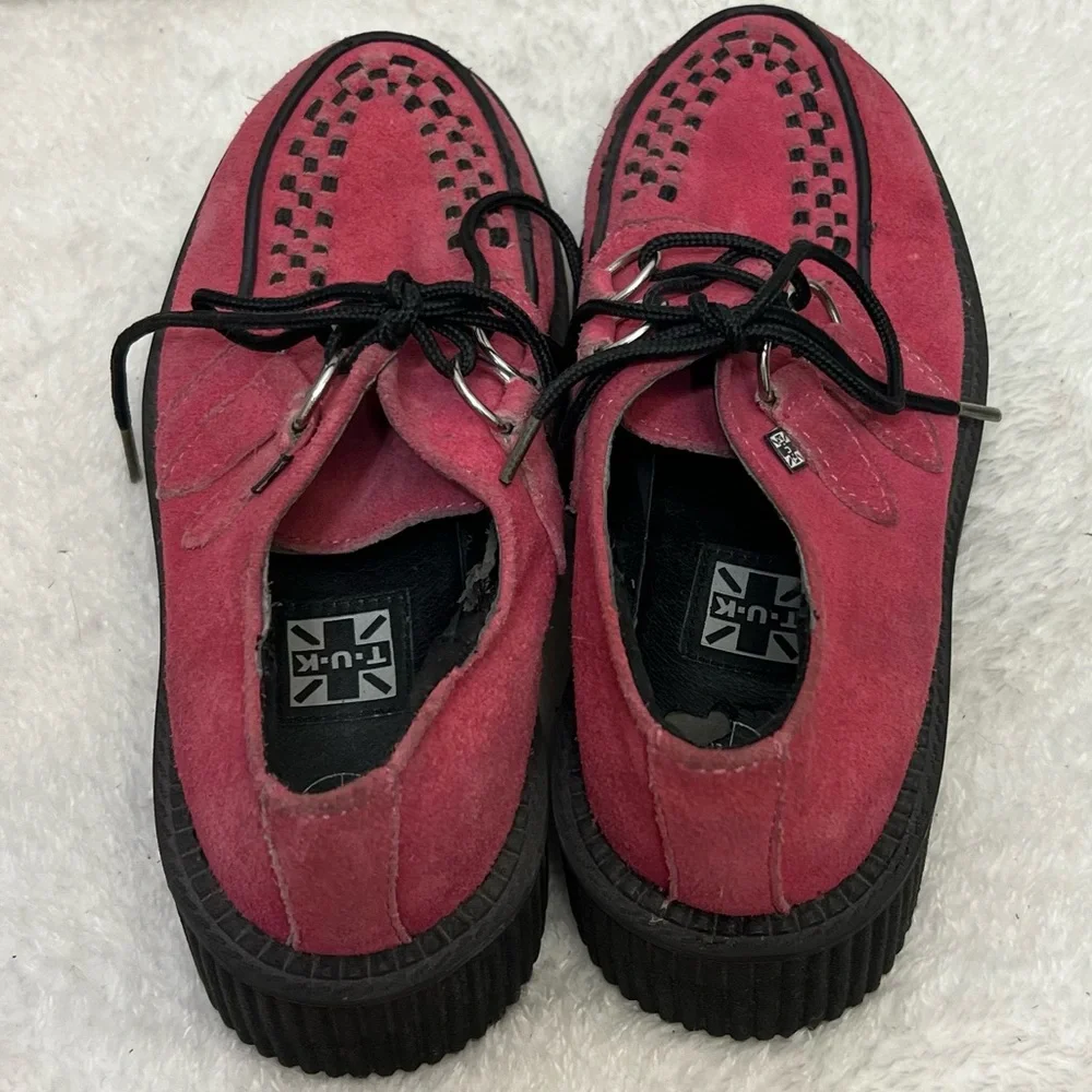 TUK Suede Mondo Creeper Unisex Pink Black Platform Size 6 women’s